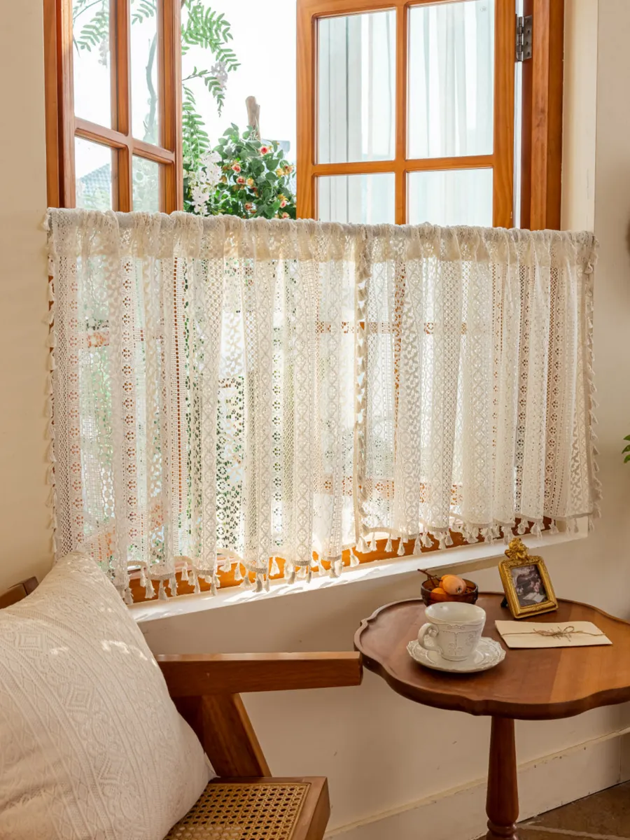 Тюль-кафе штора кружевная 150х60 однотон, изображение 25