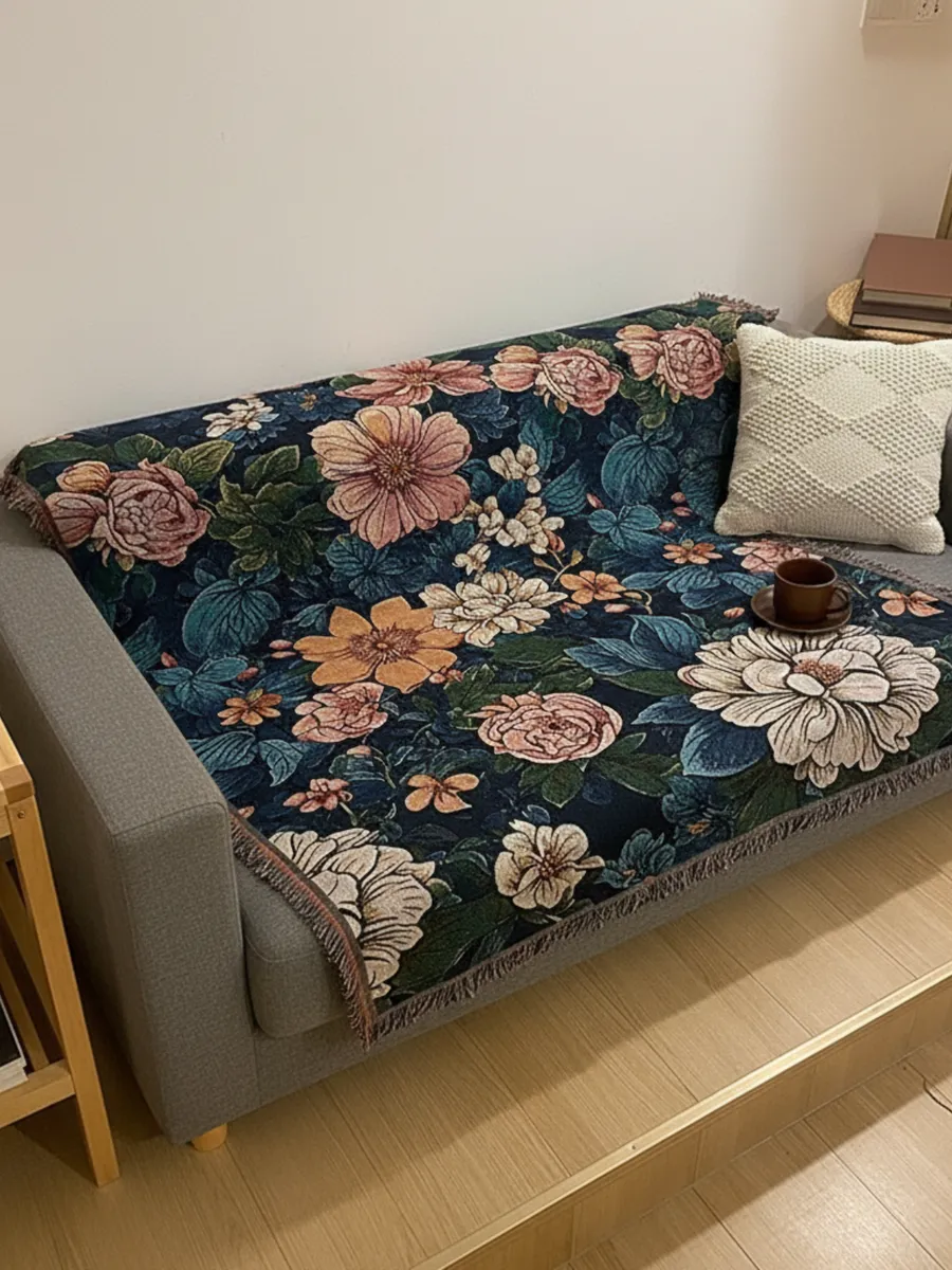 Плед вязаный на диван и кровать кресло 130x180 ботанико, изображение 16