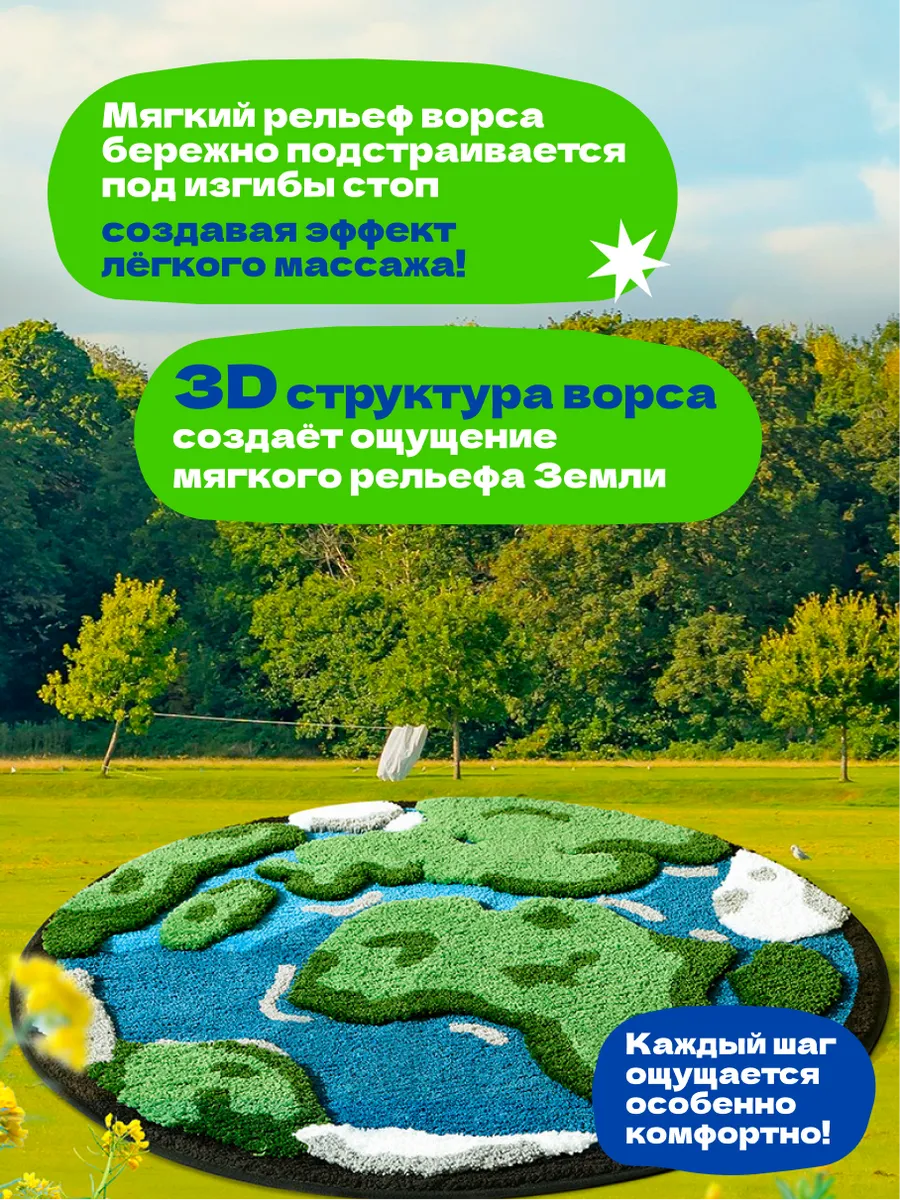 Коврик прикроватный в спальню гостиную детскую 100х100 Земля, изображение 3